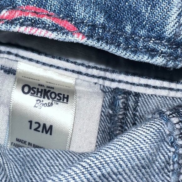 Osh Kosh B'Gosh Vintage Vestback RWB Patriotic Stars Overalls Girls 12 Months - Picture 4 of 4